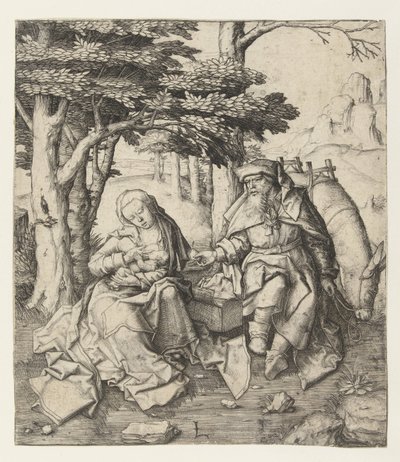 エジプトへの逃亡中の休息 作： Lucas van Leyden