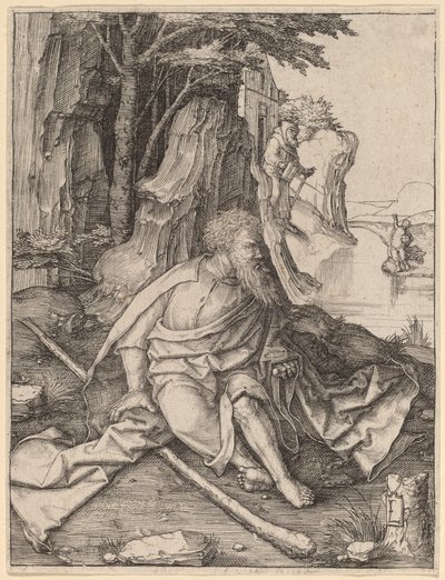 川のほとりの聖クリストファー 作： Lucas van Leyden