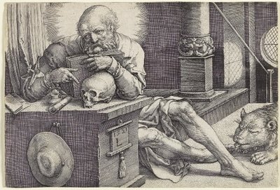 聖ジェロームの研究、1521年 作： Lucas van Leyden