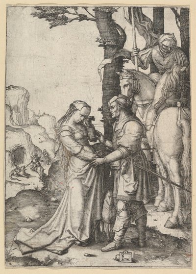 プリンセスを解放するセントジョージ、ca。 1508。 作： Lucas van Leyden