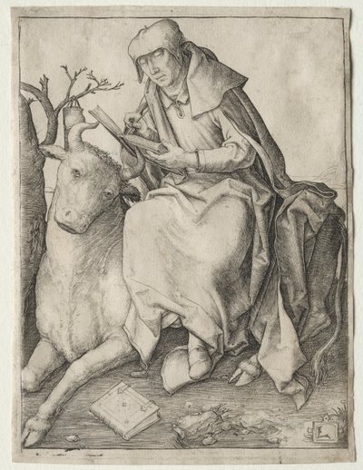 聖ルカ、c。 1508。 作： Lucas van Leyden