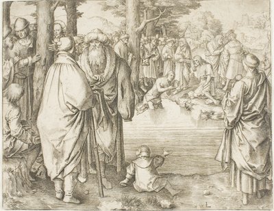 ヨルダン川でのキリストの洗礼 作： Lucas van Leyden