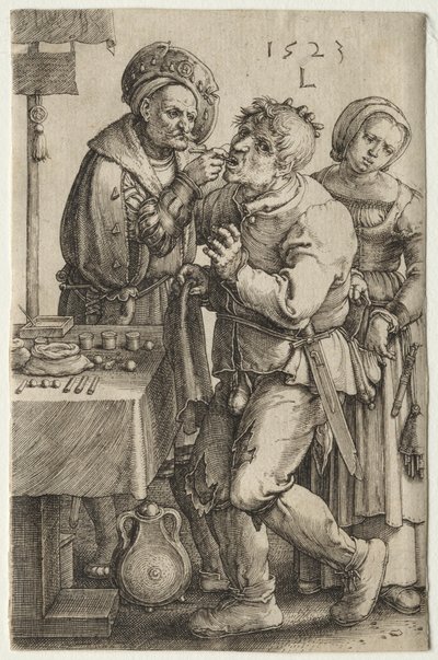 歯科医、1523年。 作： Lucas van Leyden