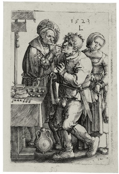 歯科医、1523年 作： Lucas van Leyden