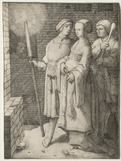 松明を持った男と馬鹿に追われる女 作： Lucas van Leyden