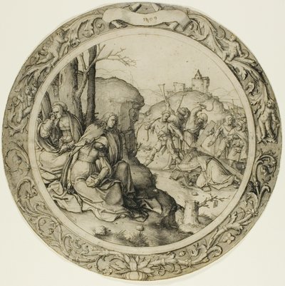 丸い情熱：十字架を背負ったキリスト 作： Lucas van Leyden