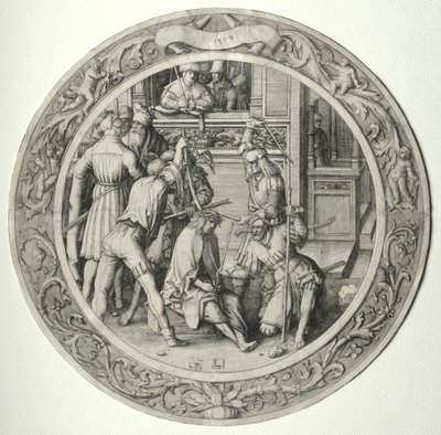 丸い情熱：いばらの冠をかぶったキリスト 作： Lucas van Leyden