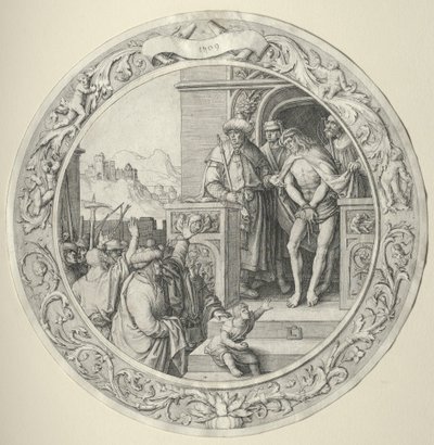 ラウンドの情熱：キリストは人々に贈られました、1509。 作： Lucas van Leyden