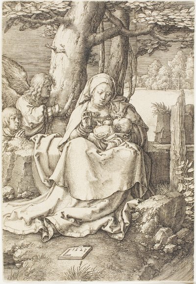 聖母子と二人の天使 作： Lucas van Leyden