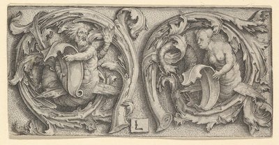 テンドリルのトリトンとサイレン、ca。 1510。 作： Lucas van Leyden