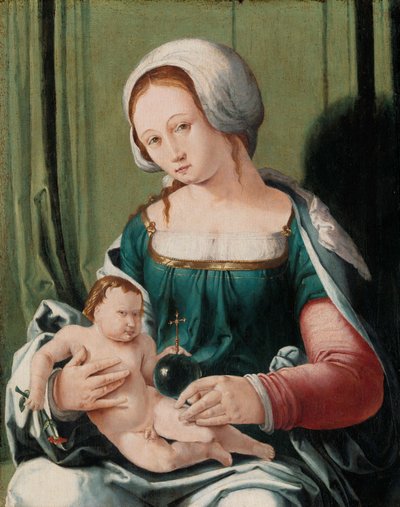 聖母子像 1530年頃 （パネルに油彩 作： Lucas van Leyden