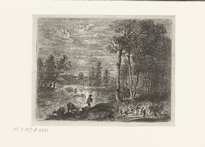 農家と牛のいる夜の風景 小さな風景（シリーズタイトル） 作： Lucas van Uden