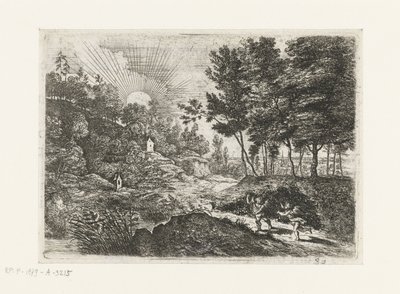 2 つの putti のある風景 水差しを持つ少年と女性のいる風景 五景（連載タイトル） 作： Lucas van Uden