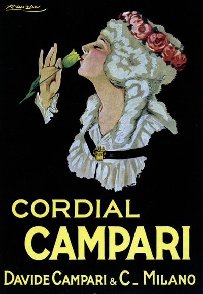 コーディアル カンパリの広告ポスター。 Davide Campari & C. Milano 1921 (イラスト) 作： Luciano Achille Mauzan