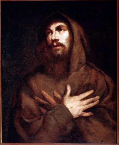 アッシジの聖フランチェスコ」ルチアーノ・ボルツォーネ（1590-1645）の絵 作： Luciano Borzone