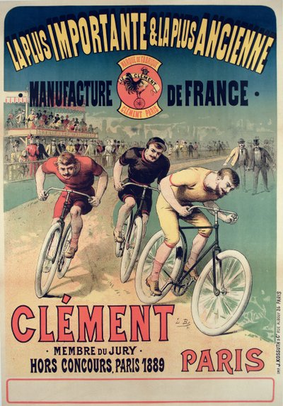 サイクルクレメントの宣伝ポスター、1891年 作： Lucien Baylac