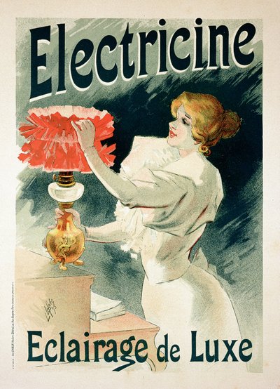 「Electricine」を宣伝するポスターの複製 高級照明 作： Lucien Lefevre