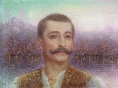 ピエール・ロティ（1850-1923）の肖像「ファントム・ド・オリエント」（パステル、紙） 作： Lucien Levy Dhurmer