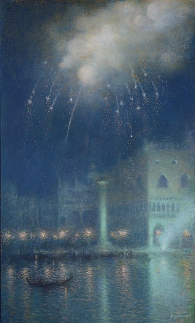 ヴェネツィアの花火 （紙にパステル） 作： Lucien Levy Dhurmer