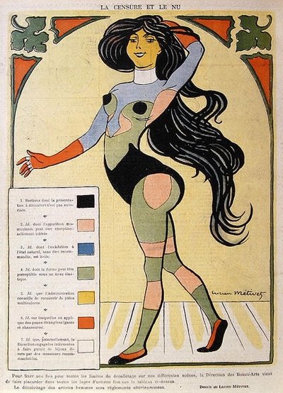 検閲とヌードに関する風刺画、「Le Rire」のイラスト 作： Lucien Metivet