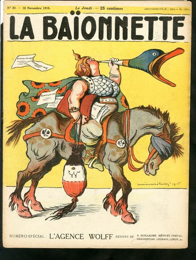 La Baionnette "の表紙、カラフルな風刺画 作： Lucien Metivet