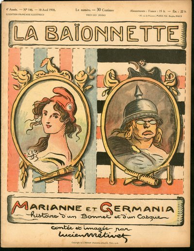 La Baionnette "の表紙、カラフルな風刺画 作： Lucien Metivet