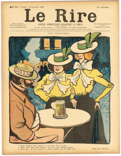 Le Rire "の表紙、カラフルな風刺画 作： Lucien Metivet