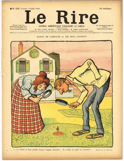 Le Rire "の表紙、カラフルな風刺画 作： Lucien Metivet