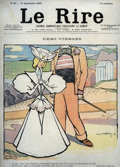 半分処女（ハーフバージン）-9月21日の「笑う」のためにルシアン・マリー・フランソワ・メチヴェ（1863-1930）が描いた絵 作： Lucien Metivet