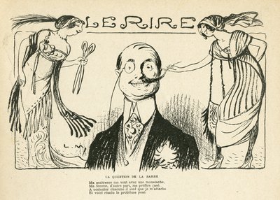 23/03/12のLe Rire紙に掲載されたイラスト -ヒゲの問題（彫刻 作： Lucien Metivet