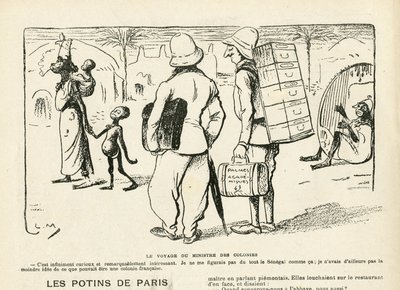 Le Rire, 25/04/08に掲載されたイラスト - セネガル、コロニーの大臣の旅（エングレービング 作： Lucien Metivet