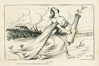 illustrated in Le Rire, 03/05/13 - 身近な空気 - バルカン半島、銃、砲弾、平和、第一次世界大戦 (彫刻) 作： Lucien Metivet