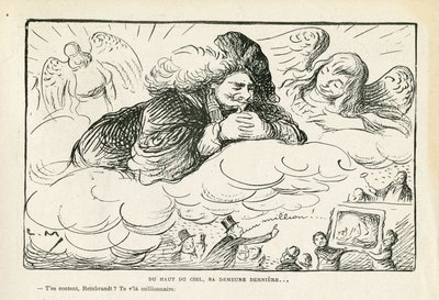 illustrated in Le Rire, 21/06/13 - 空の上から、彼の最後の休息場所（エングレービング 作： Lucien Metivet
