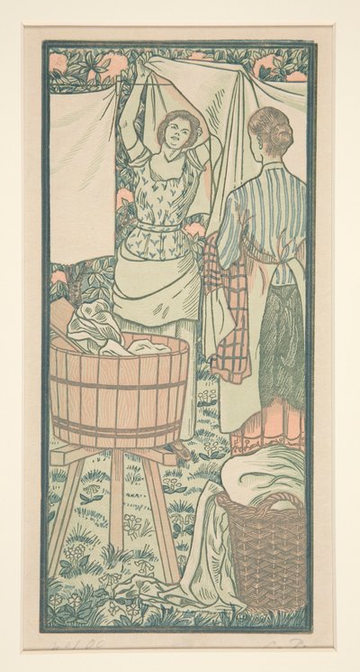 洗濯物を干す 作： Lucien Pissarro