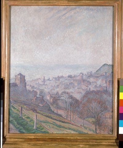 ヘイスティングス：霧、太陽、煙 作： Lucien Pissarro