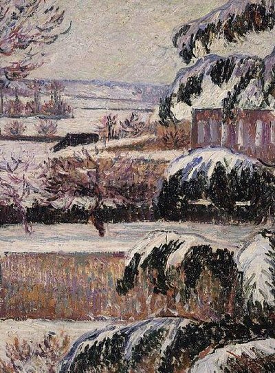 雪の印象、エラグニー 作： Lucien Pissarro