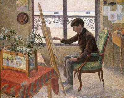 スタジオのインテリア（キャンバスに油彩） 作： Lucien Pissarro