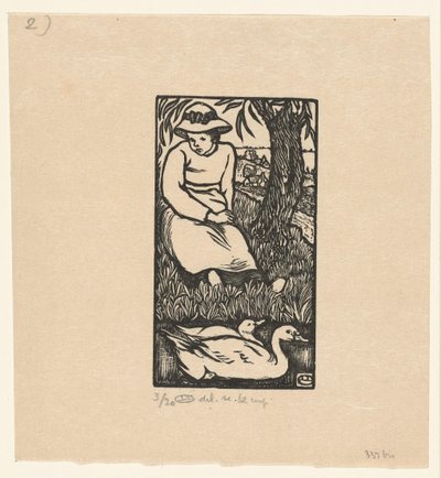 少女と 2 羽のアヒル ラ フィル オ カナール 作： Lucien Pissarro