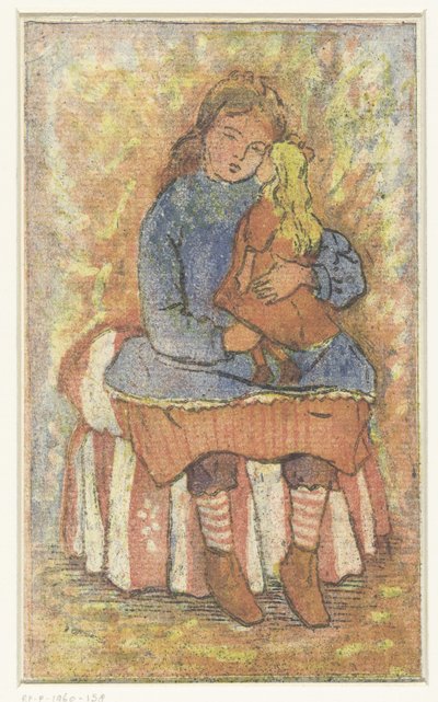 人形を持つ少女 作： Lucien Pissarro