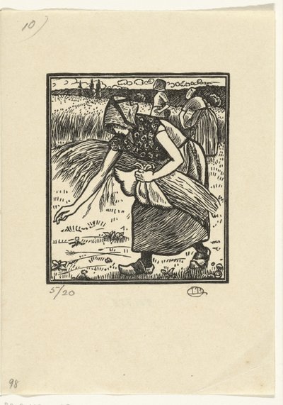 とうもろこしの穂を集めるルース 作： Lucien Pissarro