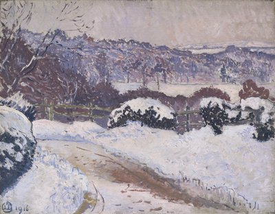 雪のコールドハーバー、ドーキング・ロード 作： Lucien Pissarro