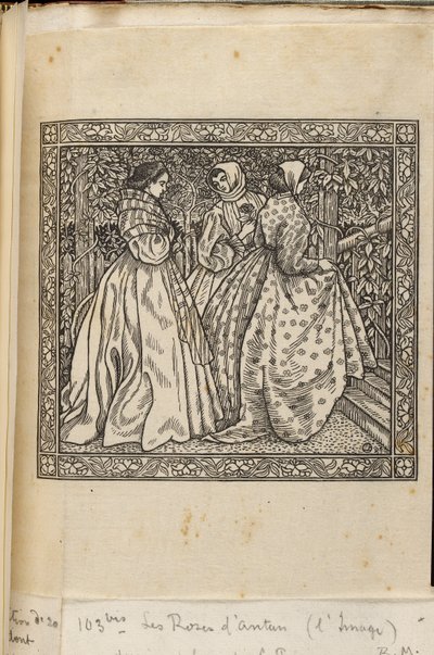 庭の階段にいる女性たち リュシアン・ピサロの木版画 1885年～1940年頃 作： Lucien Pissarro