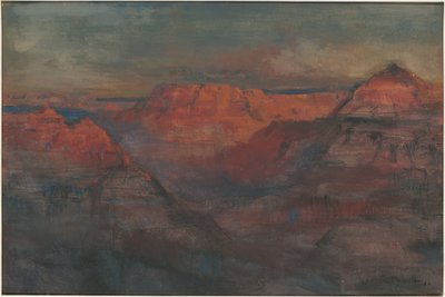 残光、アリゾナ州グランドキャニオン、1904年頃（板紙にcとガッシュ付き） 作： Lucien Whiting Powell
