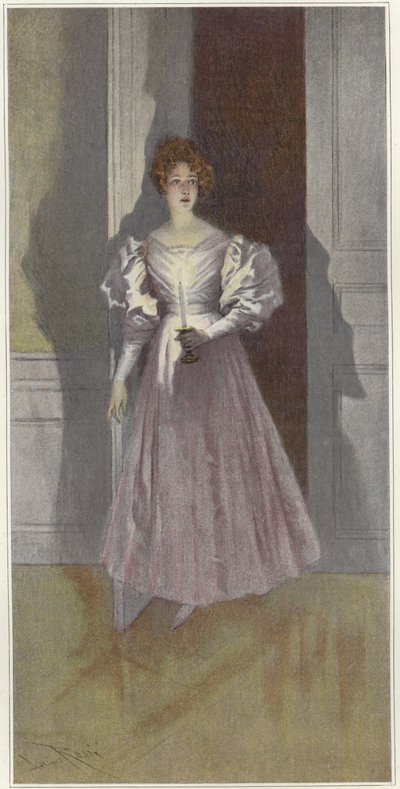 ろうそくを運ぶ女性の肖像画 作： Lucius Rossi