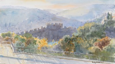 Hills Beyond the City、Sunrise、Jerusalem、2019（w - c on paper） 作： Lucy Willis