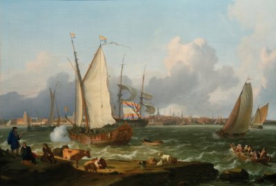 ネッサーランド島からエムデンまでの眺め 作： Ludolf Backhuysen