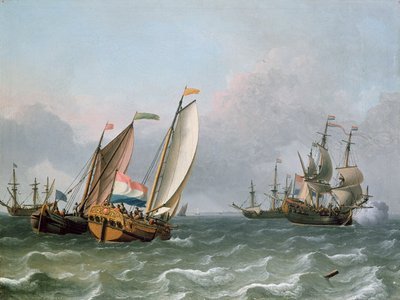 途切れ途切れの海でオランダ船積み 作： Ludolf Backhuysen