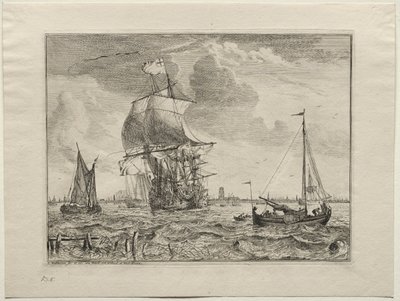 遠くにアムステルダムがある海のシーン 作： Ludolf Backhuysen