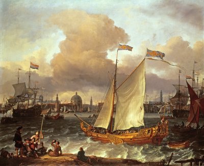 スウェーデンのヨット「Lejouet」、アムステルダム港、1674年 作： Ludolf Backhuysen