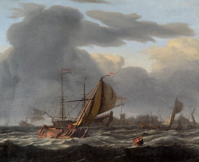荒海に停泊中の軍艦」1660年～1708年頃 作： Ludolf Backhuysen I
